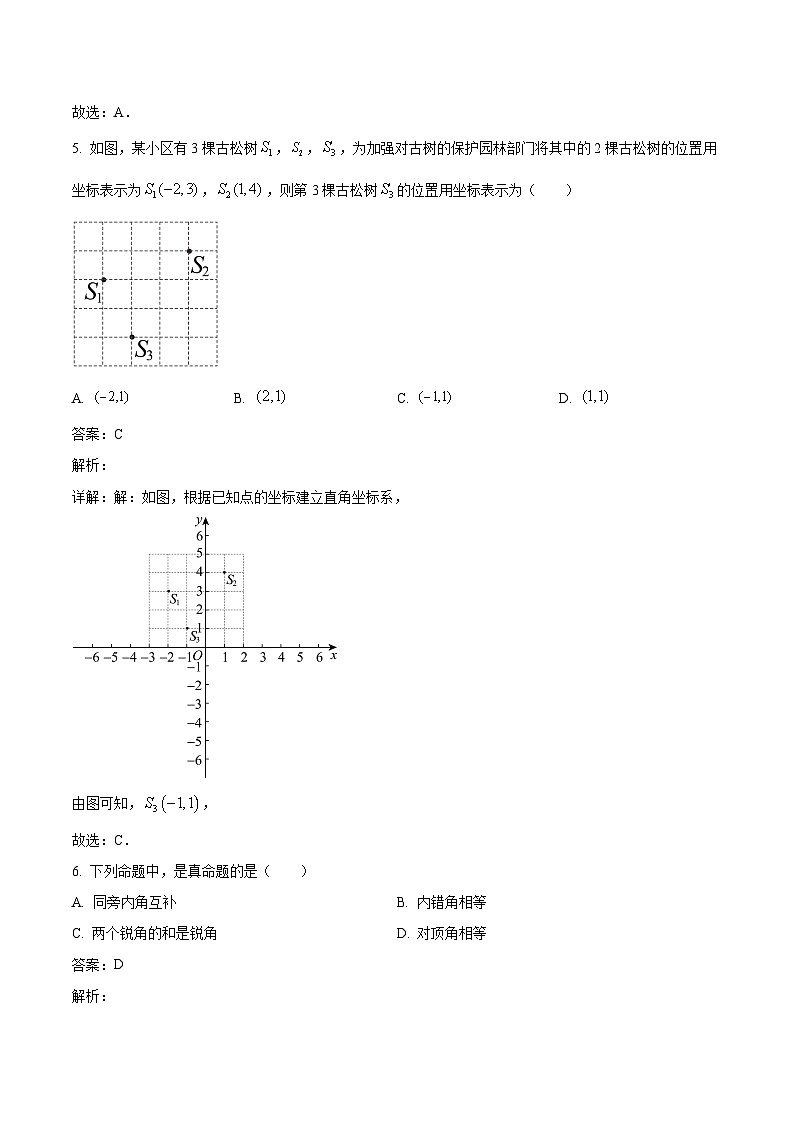 湖北省武汉市洪山区2023-2024学年七年级下学期期中考试数学试卷(含解析)03