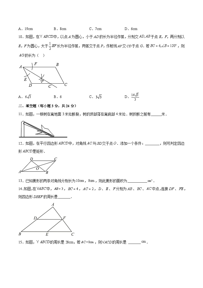 湖南省张家界市桑植县2023-2024学年八年级下学期4月期中考试数学试卷(含解析)第3页
