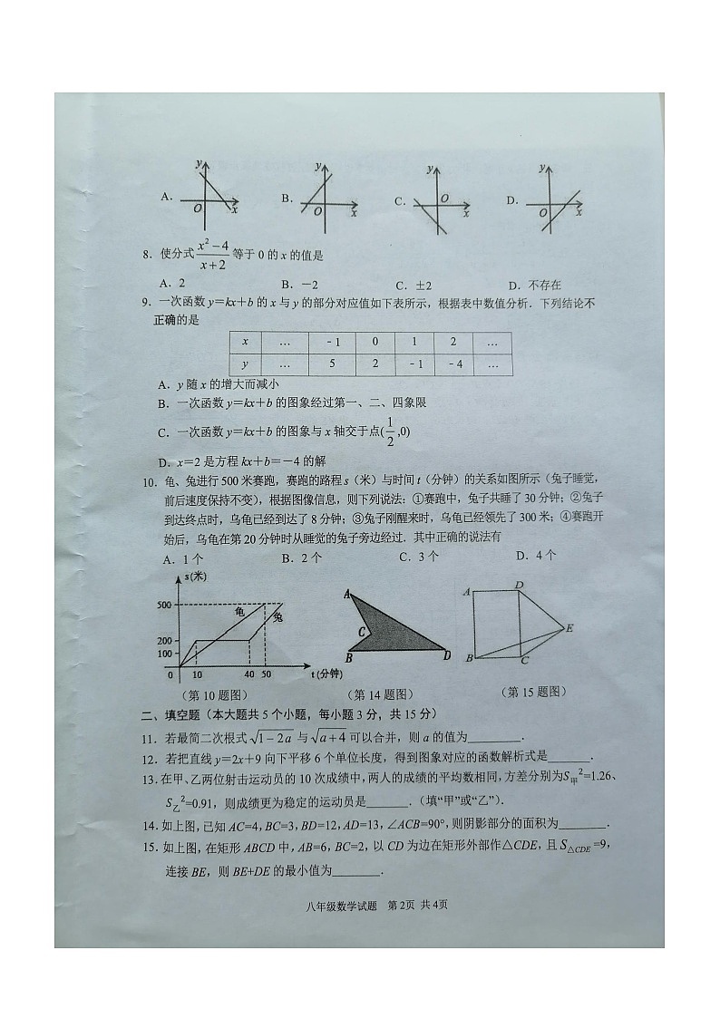 湖北省随州市广水市2023-2024学年八年级下学期期末考试数学试题02