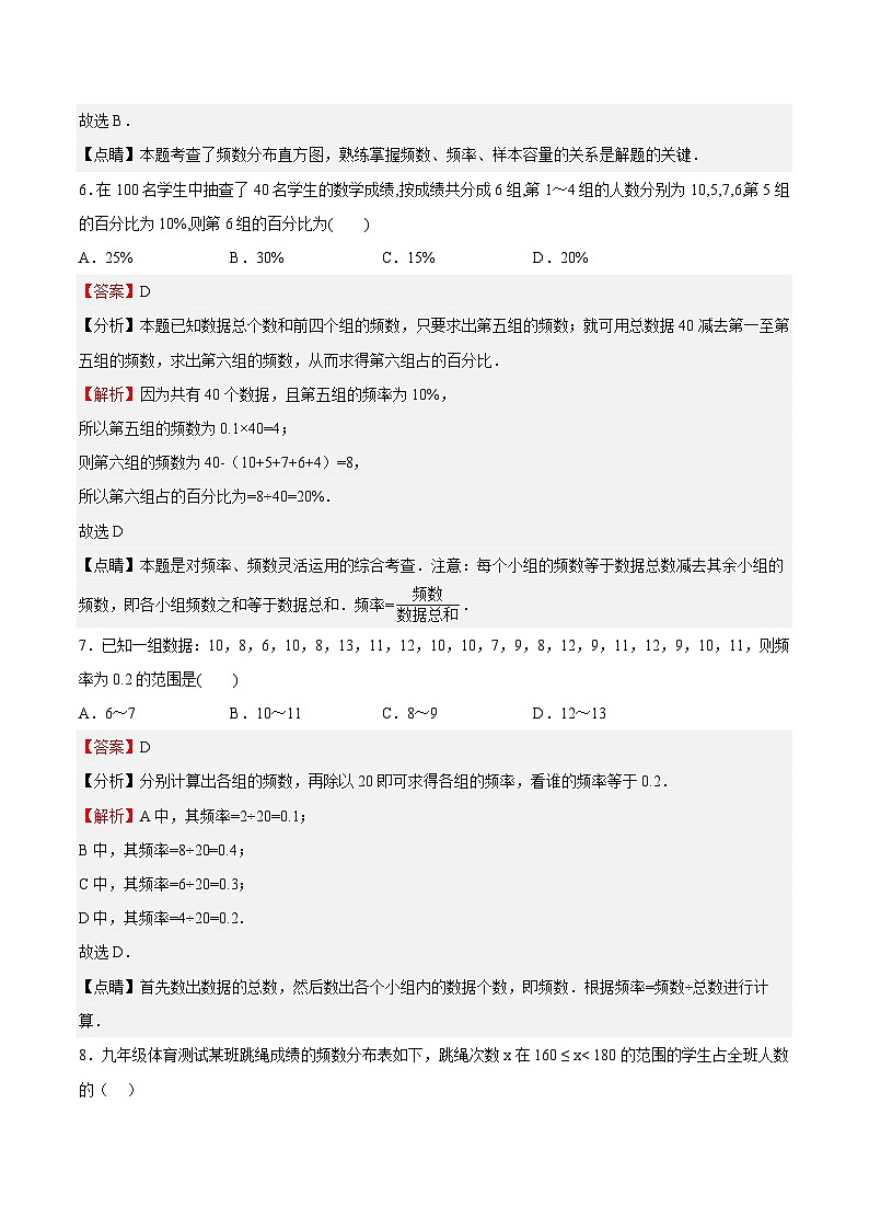 苏科版数学八年级下册7.3《频数和频率》课件+分层练习03