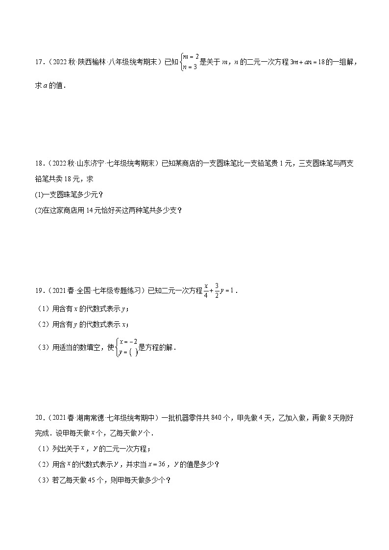 2.1 二元一次方程（分层练习）（原卷版）第3页