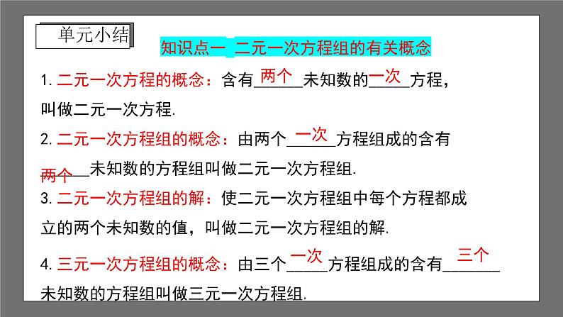 浙教版数学七年级下册第2章《二元一次方程组》（单元小结）课件第2页