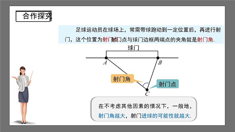 沪科版数学九年级下册24.8《综合与实践 进球线路与最佳射门角》课件课件+教案04