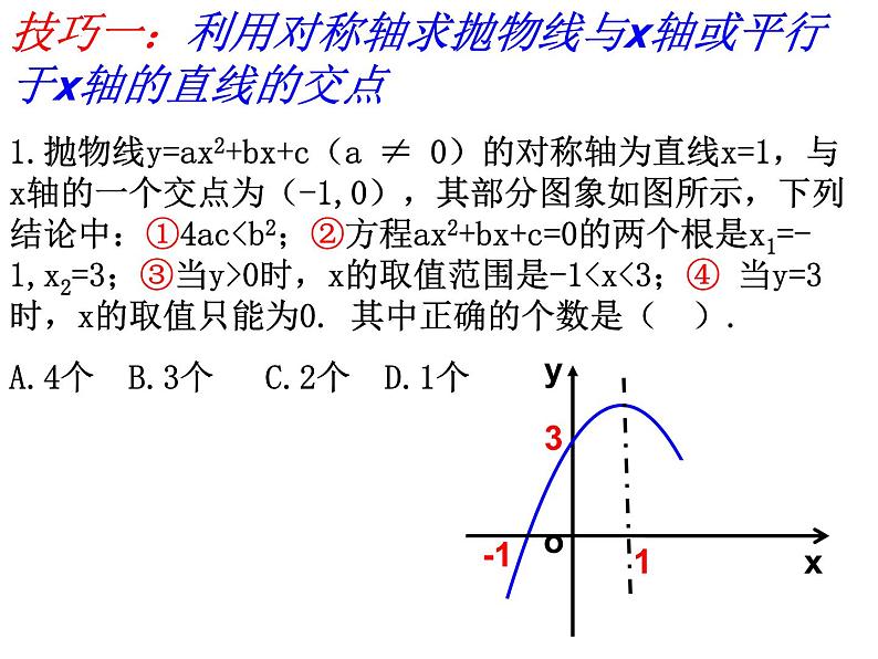 中考数学专题复习课件：对称轴在二次函数中的巧妙应用03