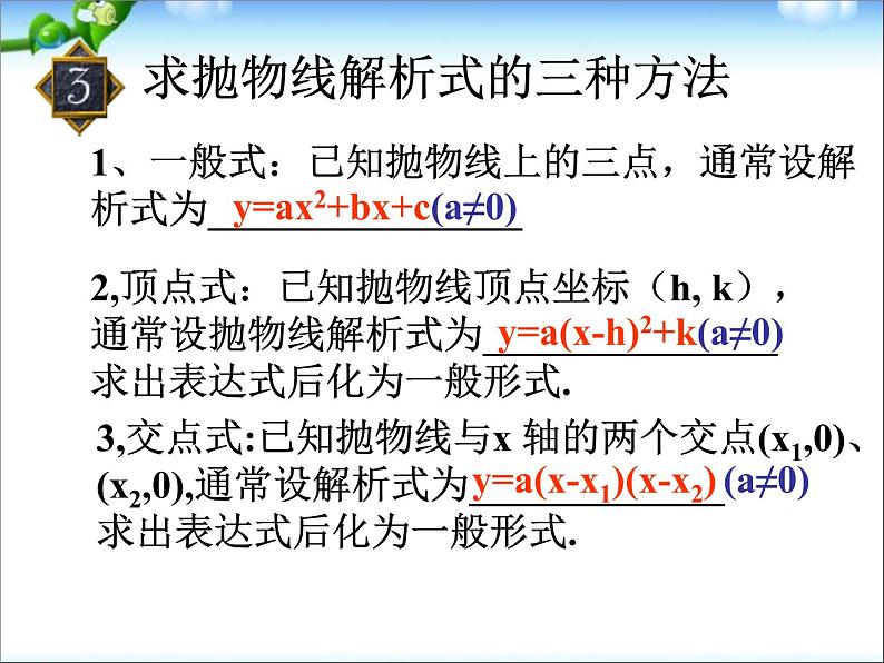 人教版初中数学第22章_二次函数总复习课件06