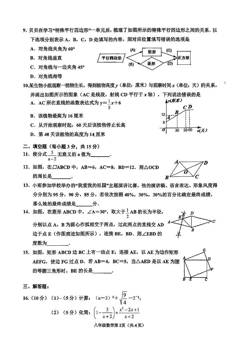 河南省南阳市新野县2023-2024学年八年级下学期6月期末考试数学试题02