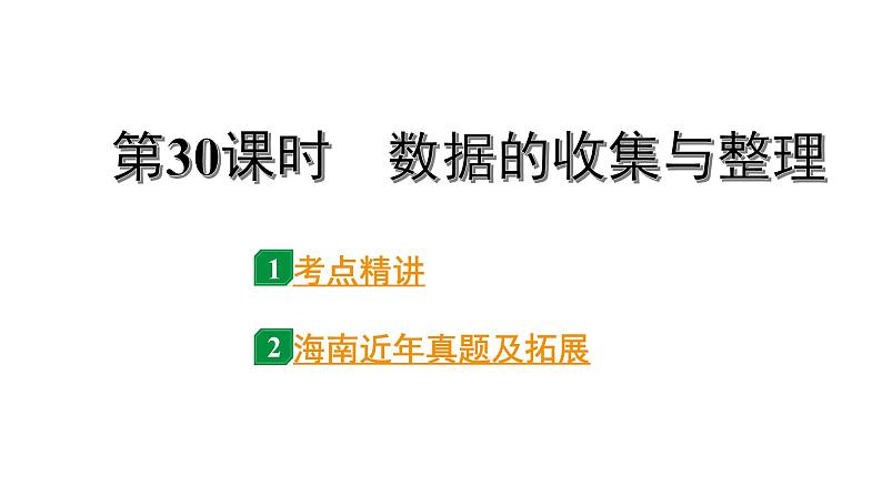 2024海南中考数学二轮重点专题研究 第30课时  数据的收集与整理（课件）第1页