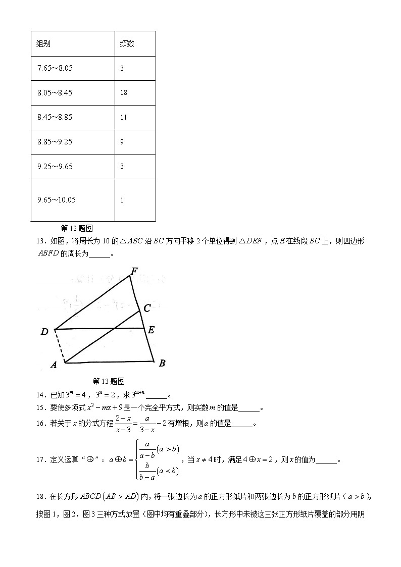 浙江省绍兴市诸暨市2023-2024学年七年级下学期期末数学试题(无答案)03