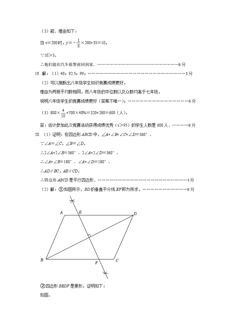 商丘市梁园区2023-2024学年度第二学期八年级下学期期末试卷参考答案第2页