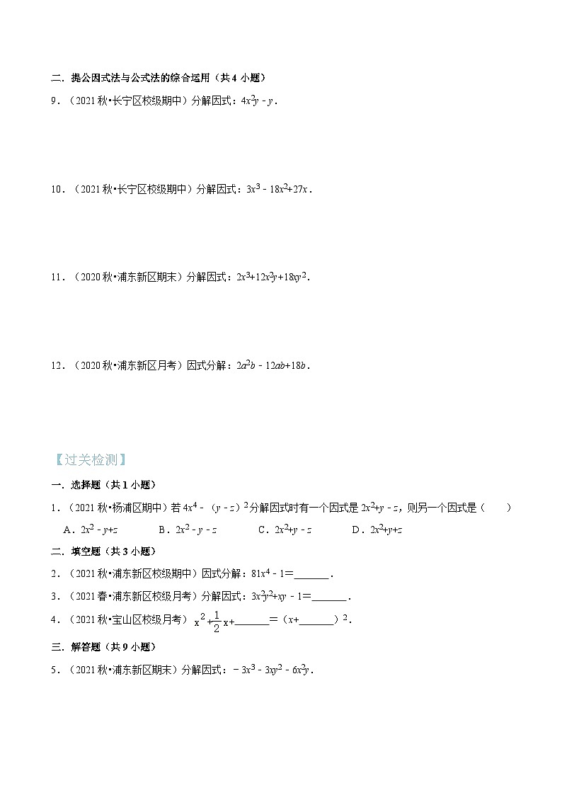 第08讲 公式法因式分解（核心考点讲与练）（原卷版）第3页