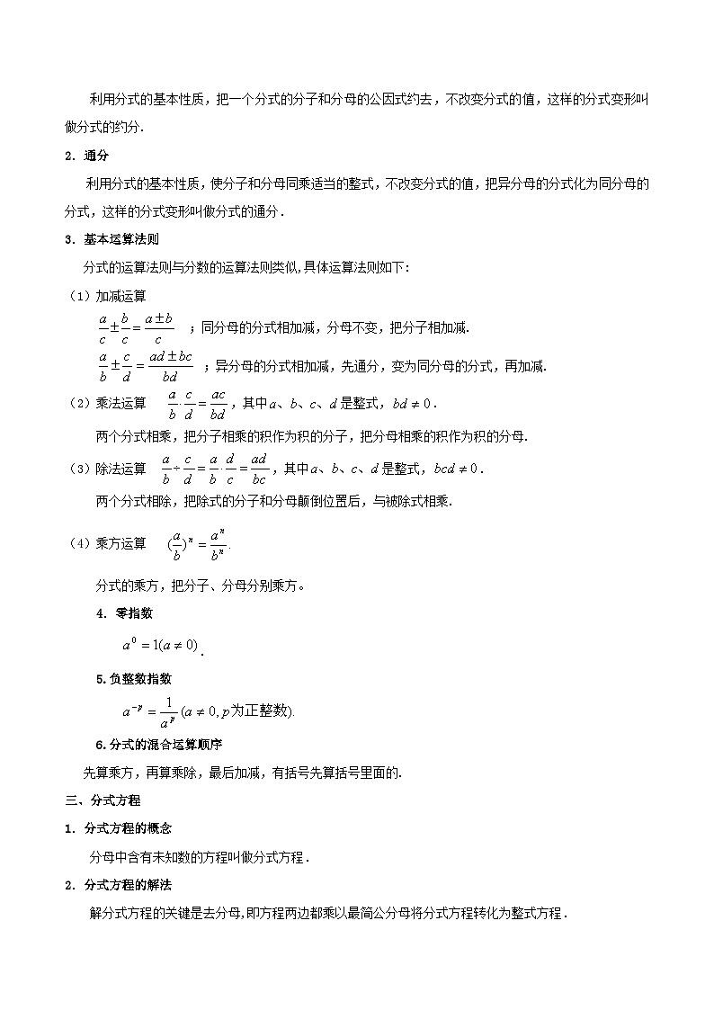 第16讲 分式全章复习与测试（核心考点讲与练）-【暑假衔接】六升七数学讲与练（沪教版）02