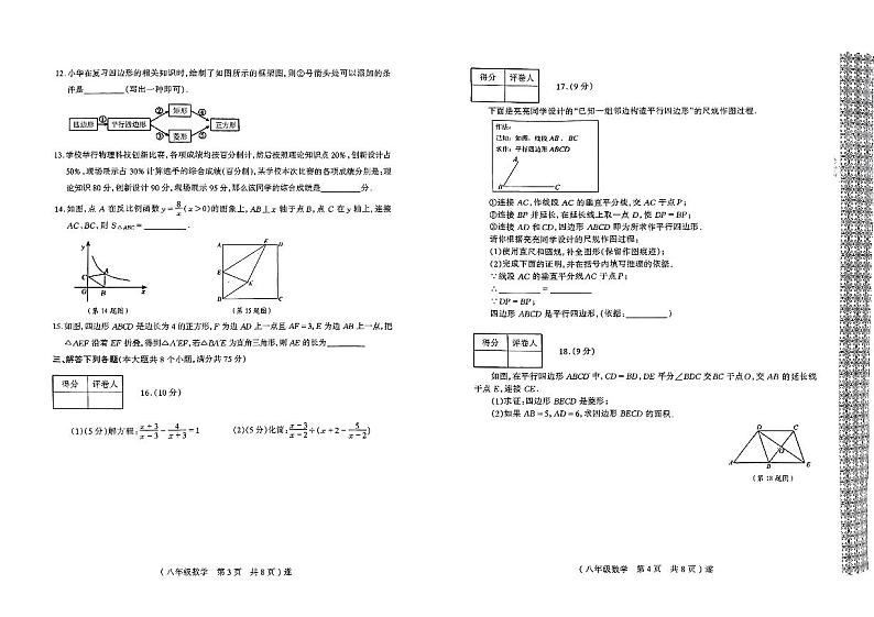 河南省+驻马店市+遂平县2023-2024学年八年级下学期数学期末试卷第2页