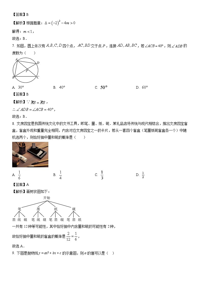 [数学]河南省漯河市舞阳县2024年中考导向二模试题(解析版)03