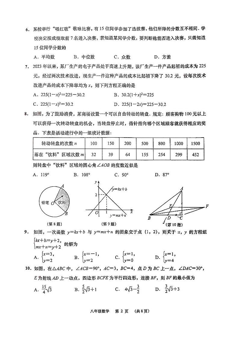 江苏省南通市如皋市2023-2024学年八年级下学期6月期末数学试题02