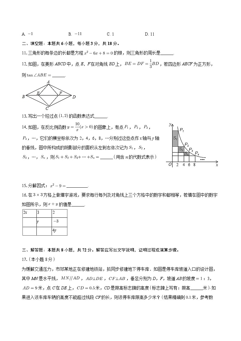 2024年浙江省湖州十一中中考数学四模试卷03