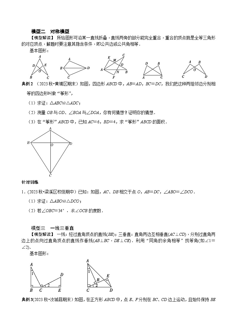 中考数学重难点专题题位训练及押题预测专题30中考命题核心元素全等三角形的基本模型的应用(原卷版+解析)02