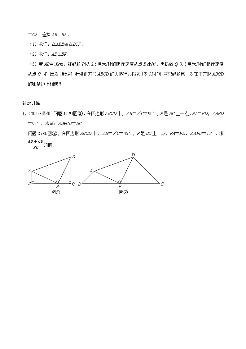 中考数学重难点专题题位训练及押题预测专题30中考命题核心元素全等三角形的基本模型的应用(原卷版+解析)03