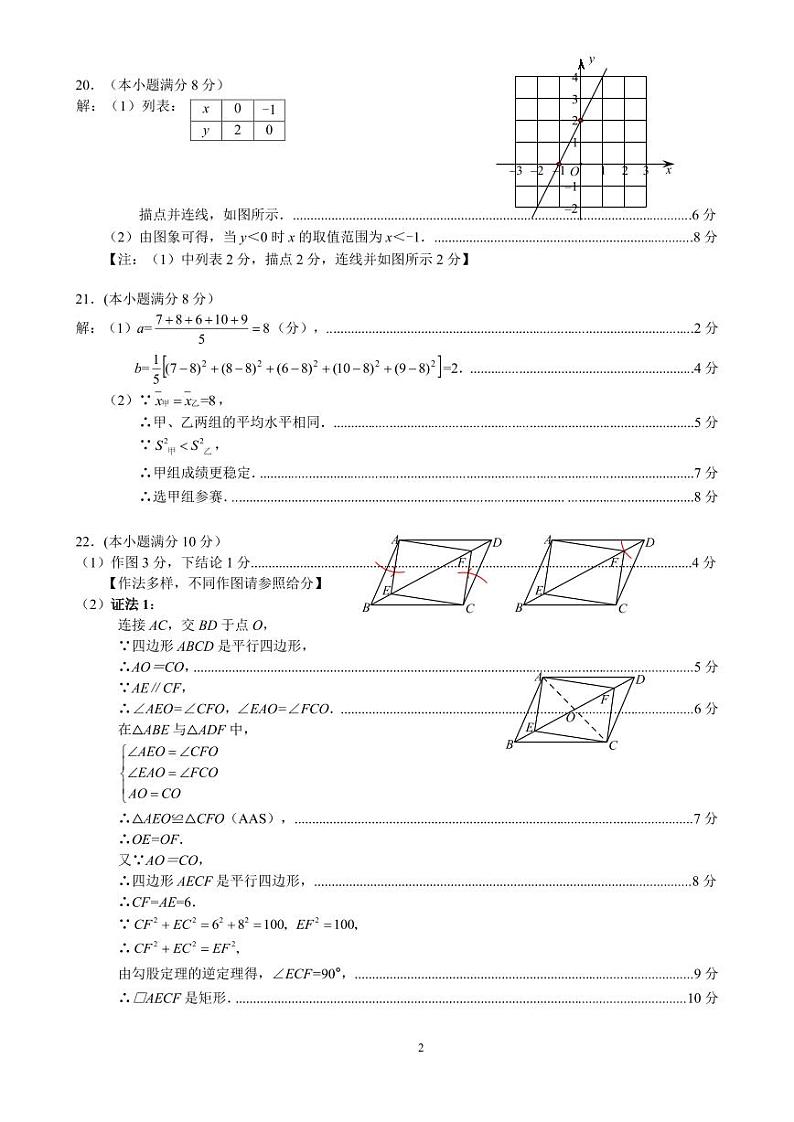 2023-2024学年第二学期八年级校内期末质量检测数学答案第2页