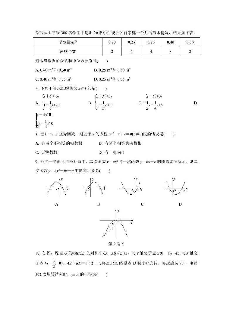2024河南中考数学复习 1～15题选填题组特训三 (含答案)第2页