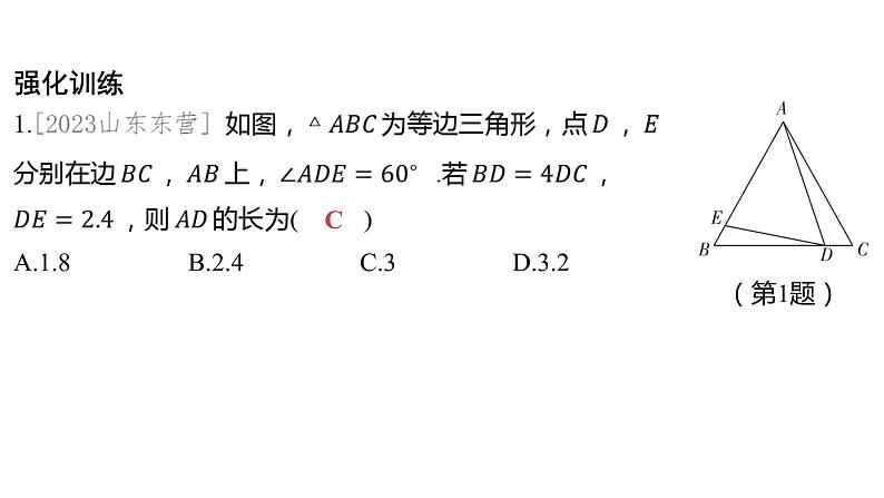 2024河南中考数学二轮复习微专题 “一线三等角”模型探究系列 课件05