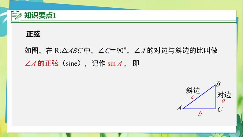 华师数学九年级上册 24.3.1 锐角三角函数 第1课时 锐角三角函数的定义 PPT课件04