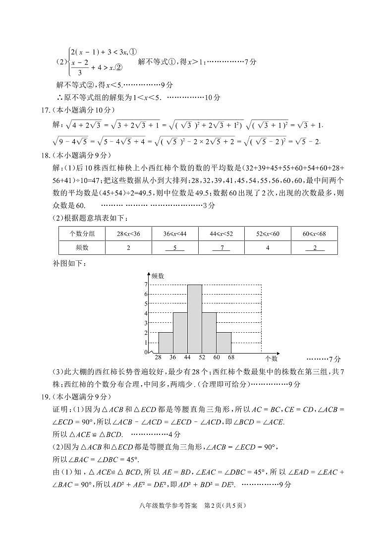 河南省驻马店市平舆县2023-2024学年+下学期期末+八年级数学试卷+02