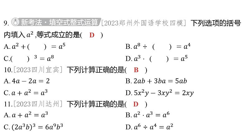 2024河南中考数学一轮知识点训练复习专题 代数式与整式 (课件)第7页