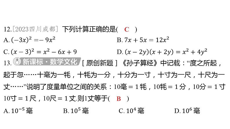 2024河南中考数学一轮知识点训练复习专题 代数式与整式 (课件)第8页