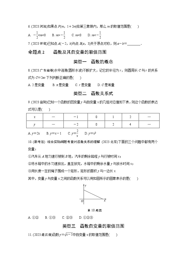 2024河南中考数学全国真题分类卷 第六讲 平面直角坐标系及函数(含答案)第2页