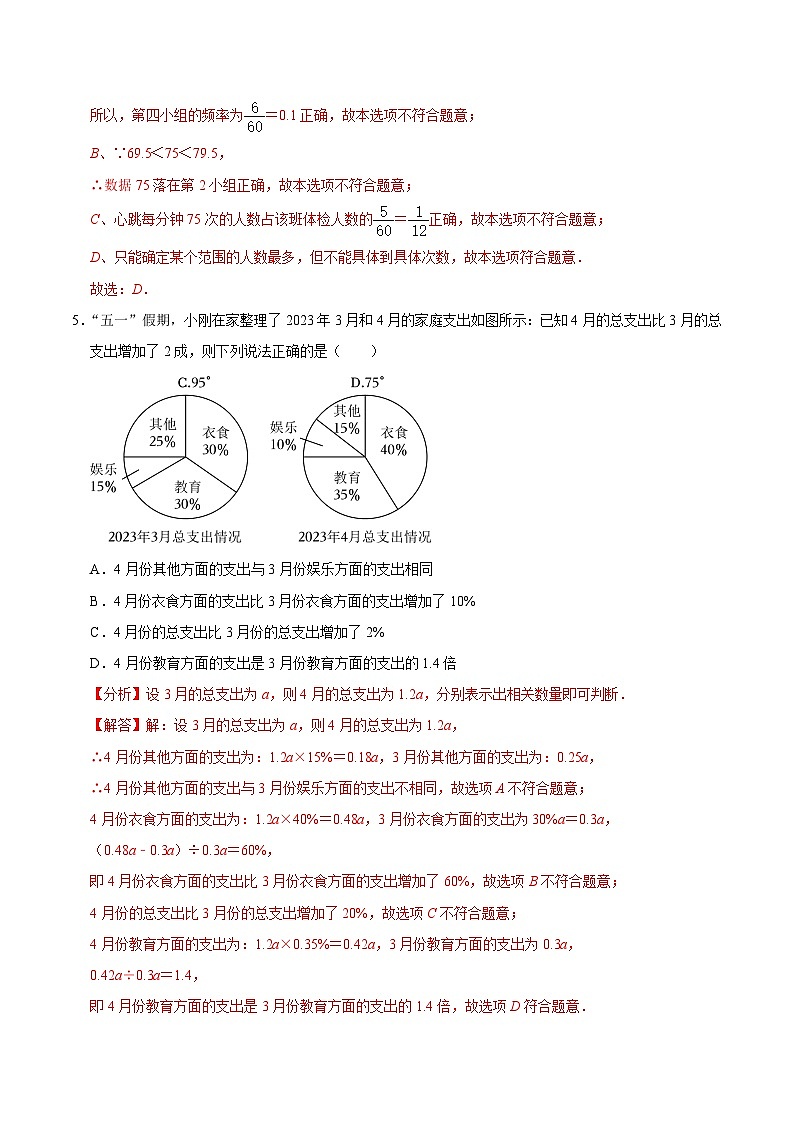【暑假复习】人教版初中七年级（七升八）数学第13讲 统计图（原卷版+解析版）03