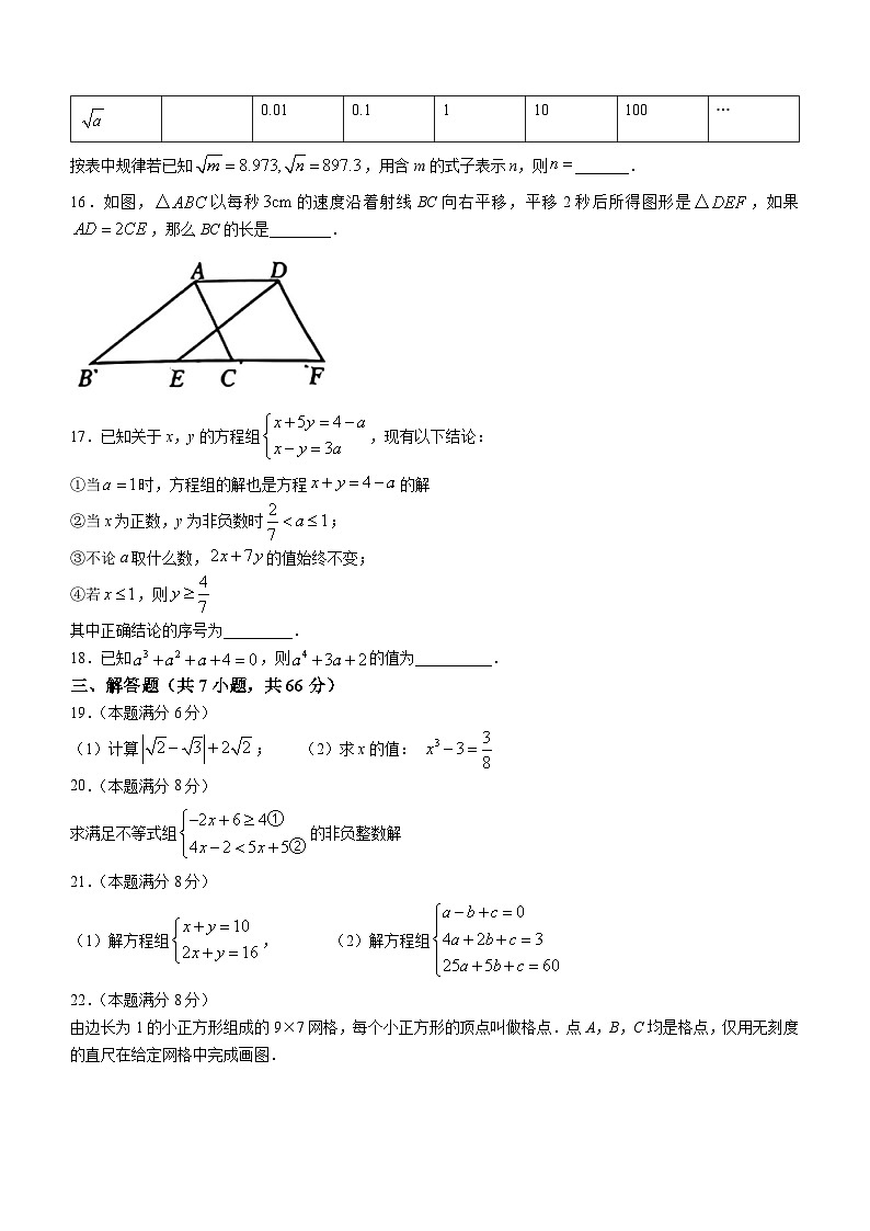 湖北省武汉市汉阳区2023-2024学年七年级下学期期末数学试题第3页