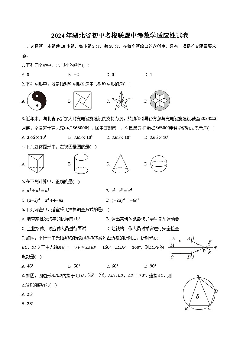 2024年湖北省初中名校联盟中考数学适应性试卷（含答案）第1页