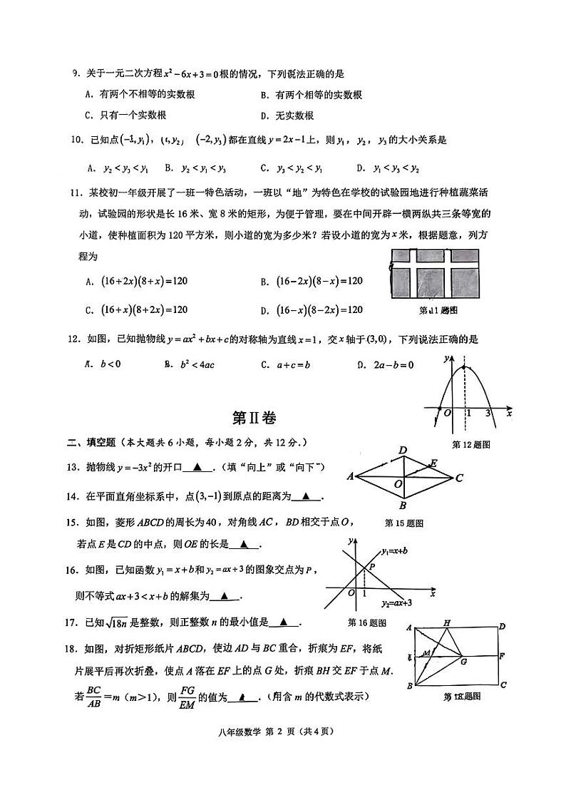 广西壮族自治区南宁市第二中学2023-2024学年八年级下学期数学期末测试卷02