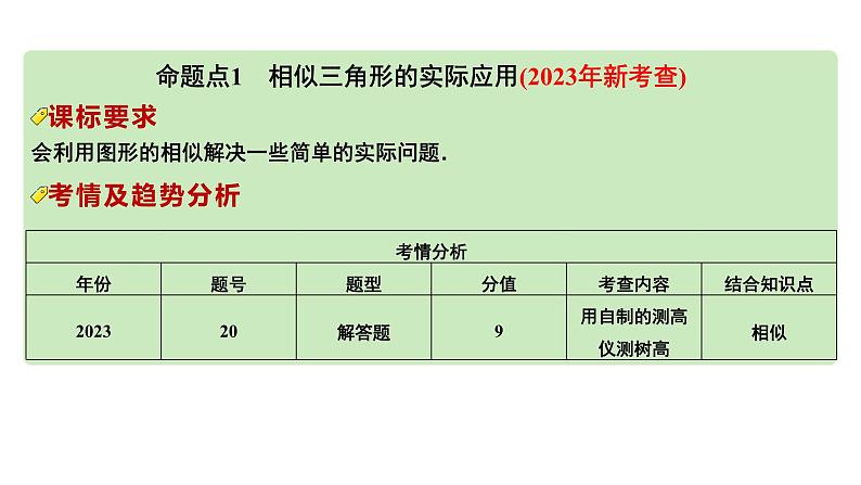 2024河南中考数学专题复习第四章 第六节 课时2  锐角三角函数与相似三角形的实际应用 课件第2页