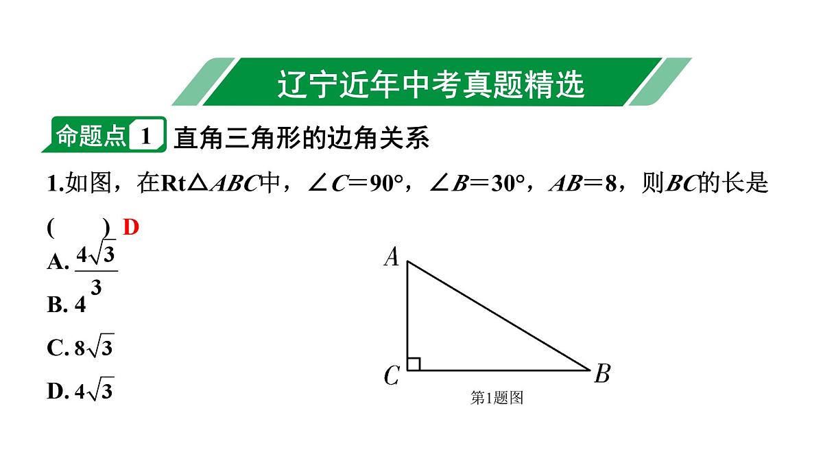 2024辽宁中考数学二轮复习 4.5 锐角三角函数及其应用 (课件)第2页