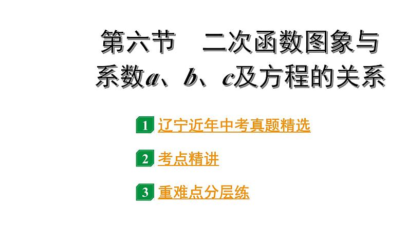 2024辽宁中考数学二轮中考考点研究 3.6 二次函数图象与系数a、b、c及方程的关系 (课件)01