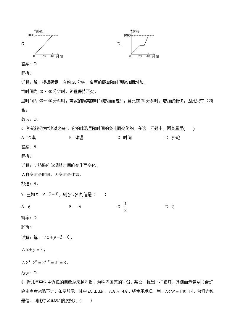 山东省枣庄市山亭区2023-2024学年七年级下学期期中考试数学试卷(含解析)第3页