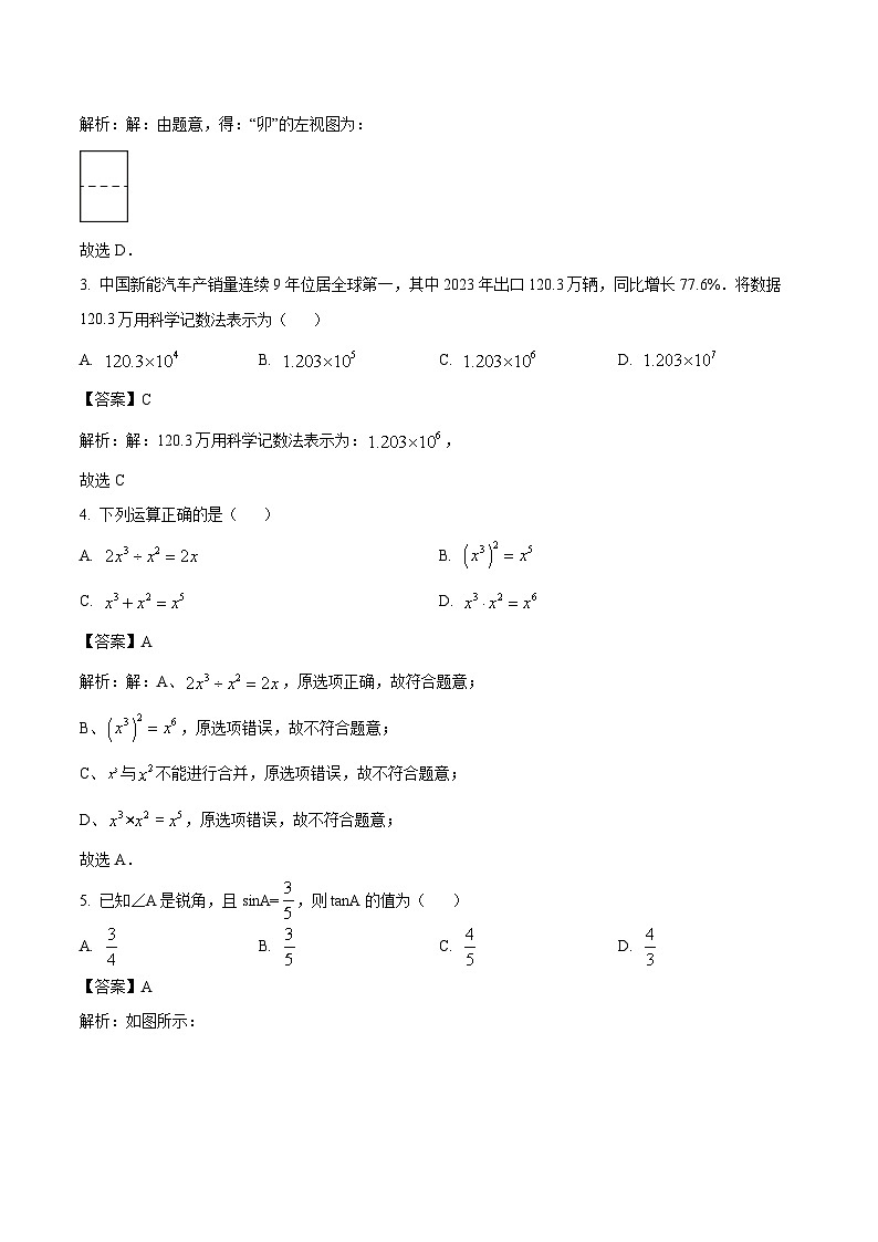 四川省成都市武侯区2024届九年级下学期中考二诊数学试卷(含解析)02