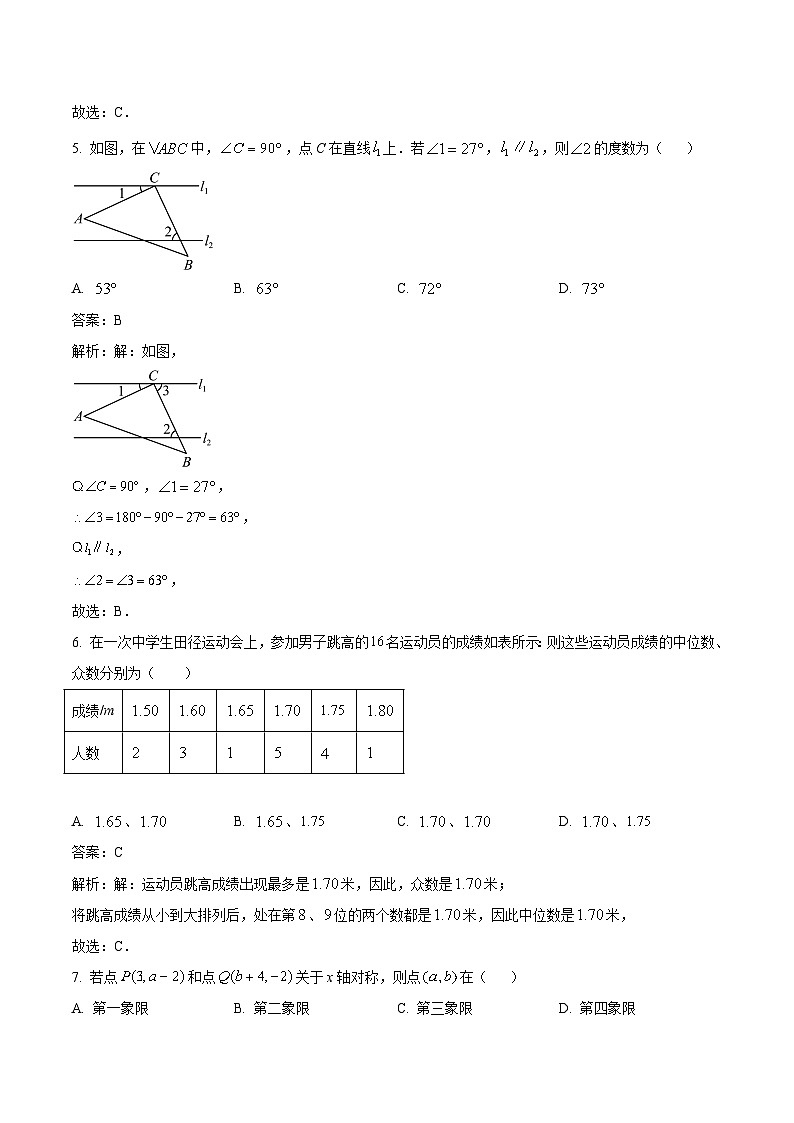 四川省泸州市合江县2024届九年级下学期中考一模数学试卷(含解析)第2页