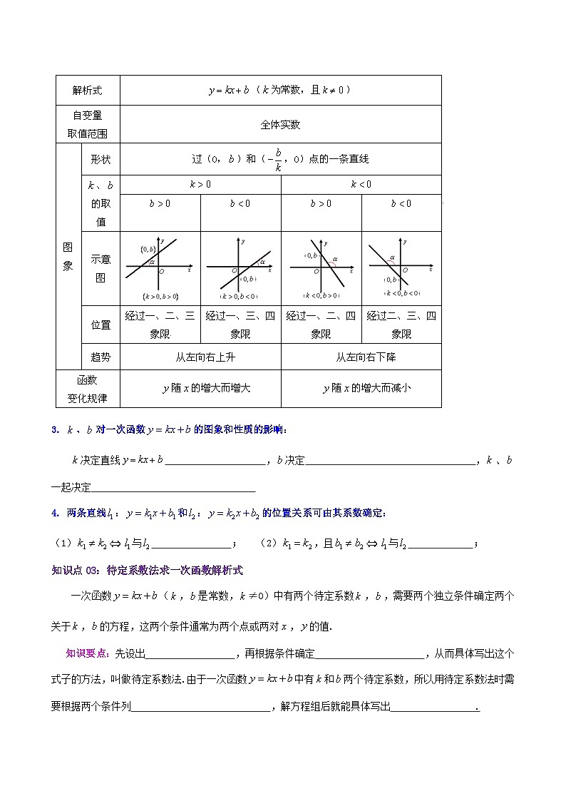 苏科版八年级数学上册同步考点必刷练精编讲义必刷基础练【6.2-6.3一次函数与一次函数的图像】(原卷版+解析)02