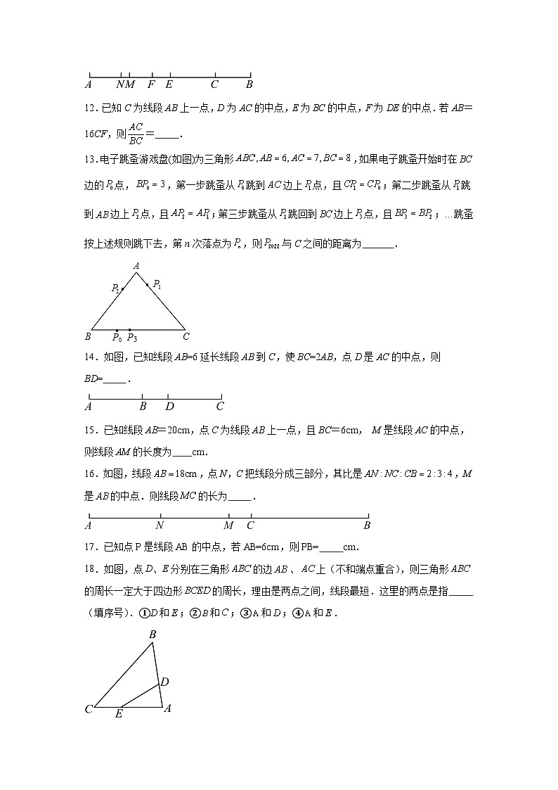 6.2直线、射线、线段暑假预习练  人教版（2024）数学七年级上册03
