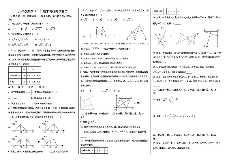 八年级下学期期末数学试题2第1页