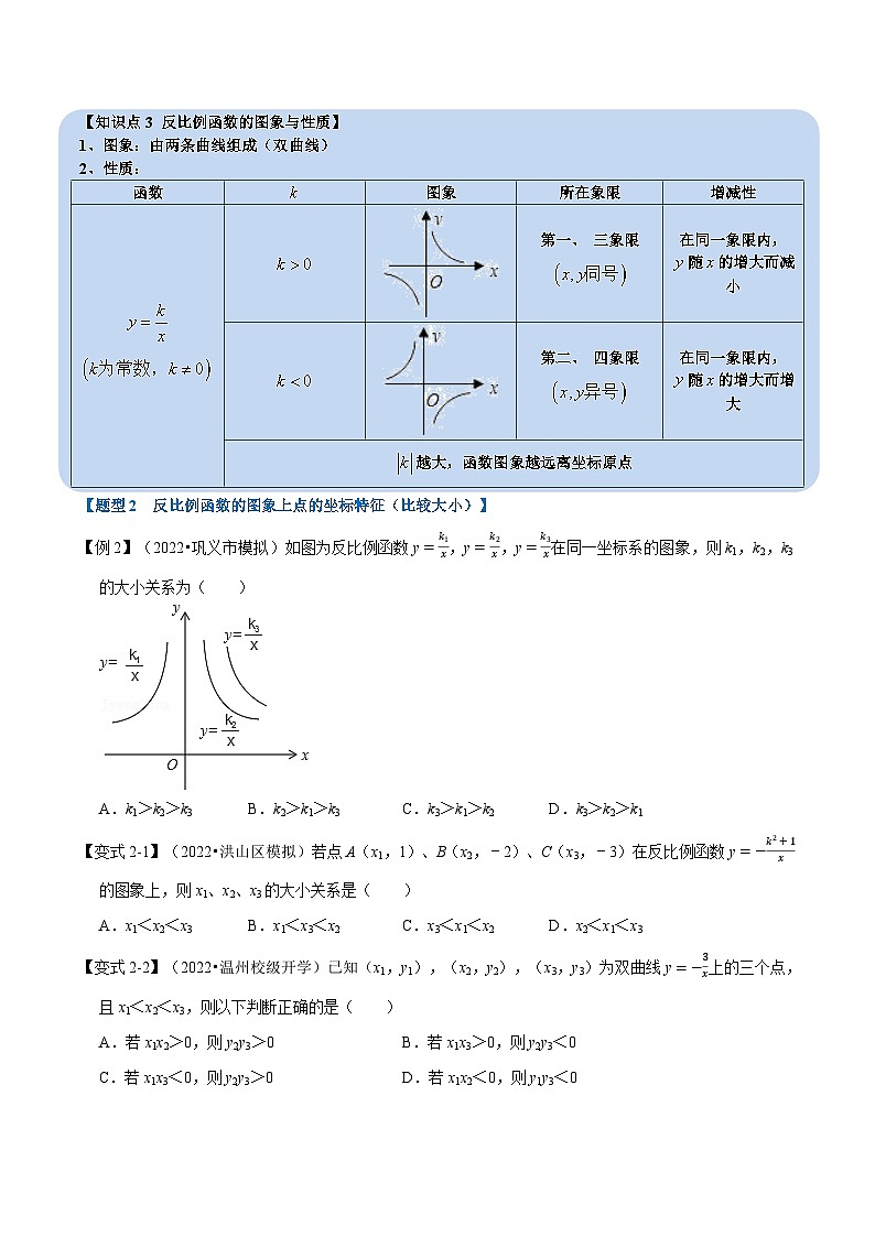 苏科版八年级数学下册举一反三专题11.1反比例函数【十大题型】(原卷版+解析)02
