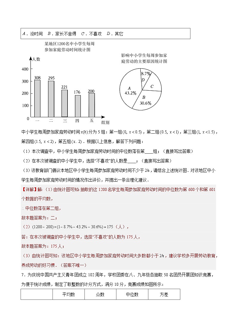 苏科版数学九年级下册8.1~8.3《中学生视力情况调查、货比三家、统计分析帮你做预测》（三大题型）（解析版）第3页