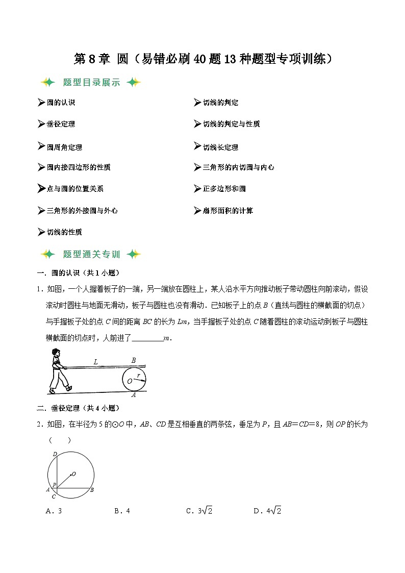 猜题08 圆（易错必刷40题13种题型专项训练）-九年级上学期数学期末考点大串讲（北师大版）01