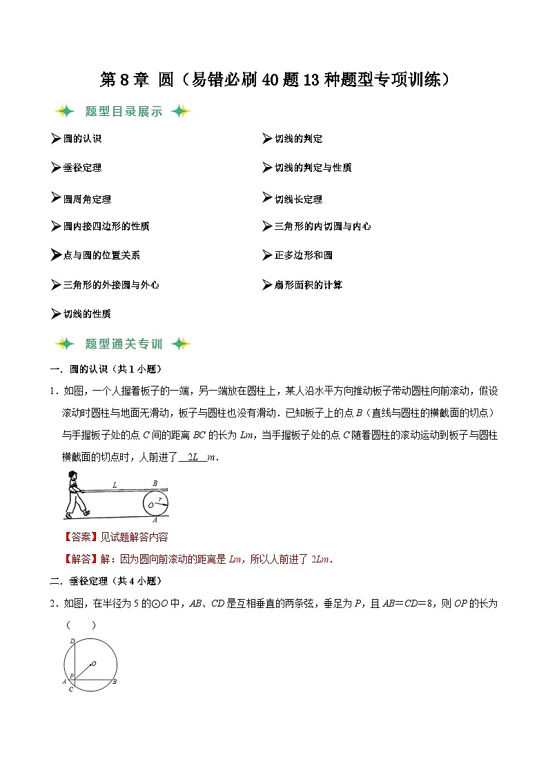 猜题08 圆（易错必刷40题13种题型专项训练）-九年级上学期数学期末考点大串讲（北师大版）01