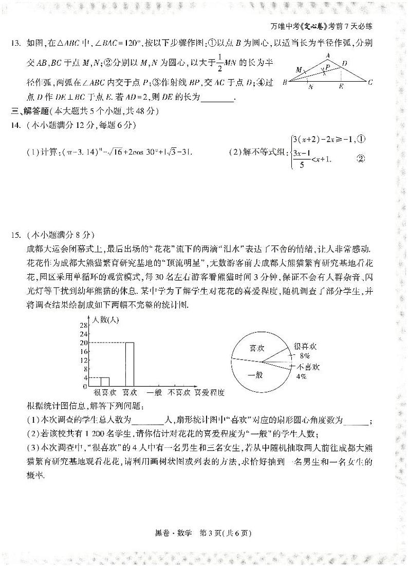 2024年成都中考数学模拟卷-黑卷（无答案）第3页