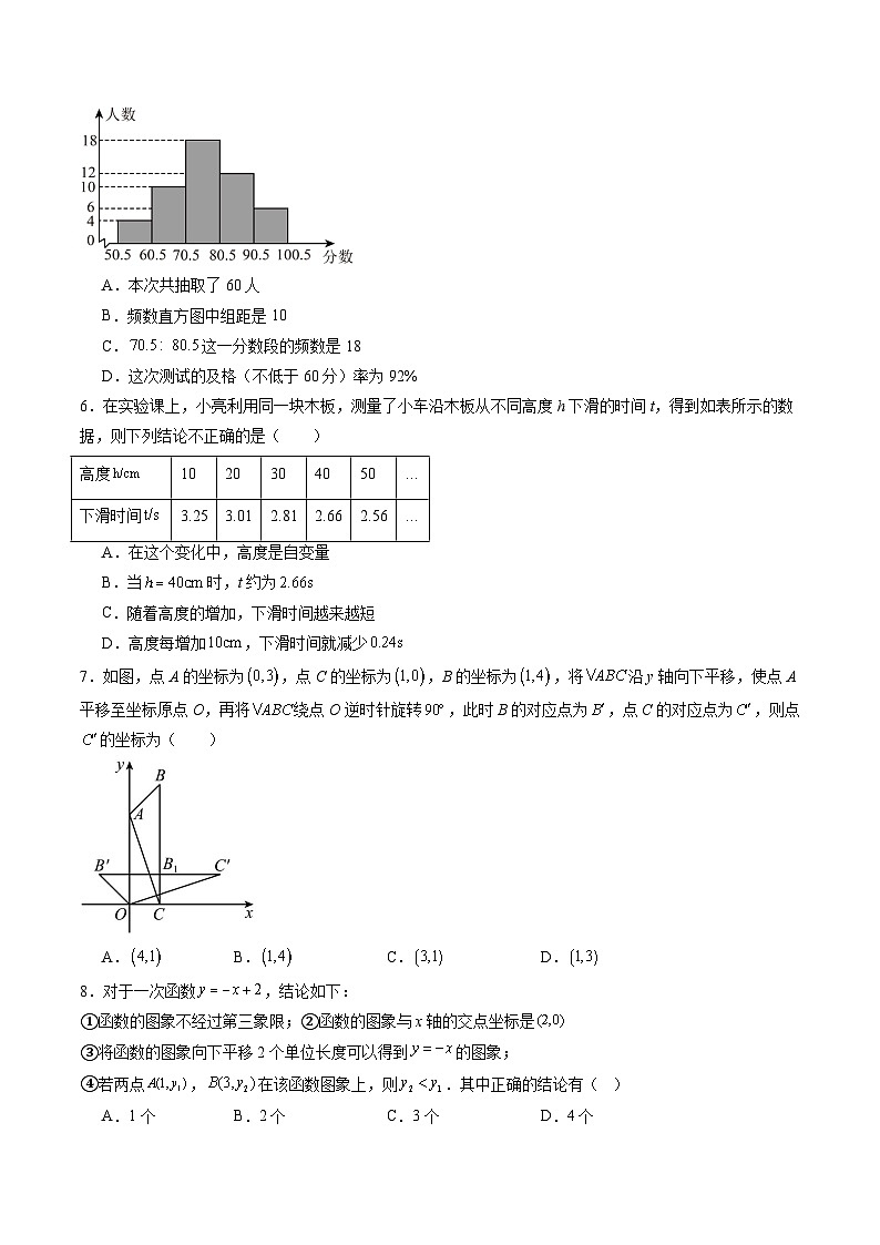 2023-2024学年初中下学期八年级数学期末模拟卷01（考试版A4）【全册】（湘教版）02