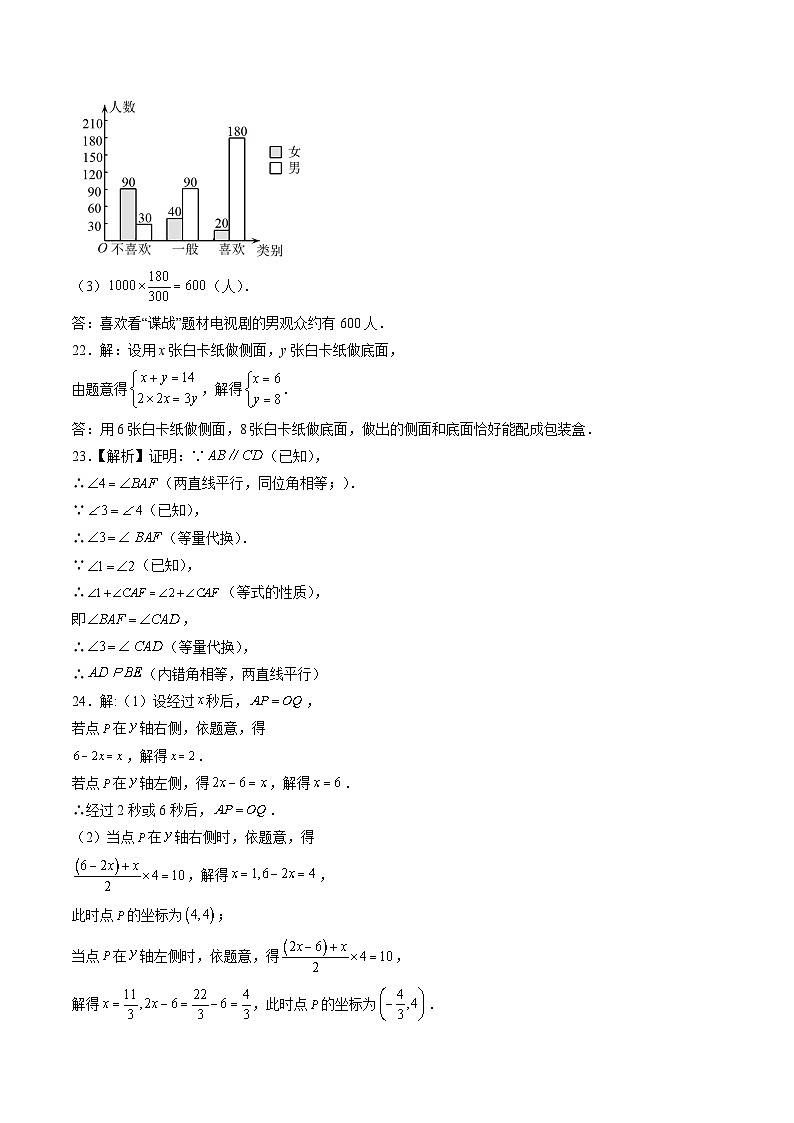 2023-2024学年初中下学期七年级数学期末模拟卷（参考答案）（重庆）第2页