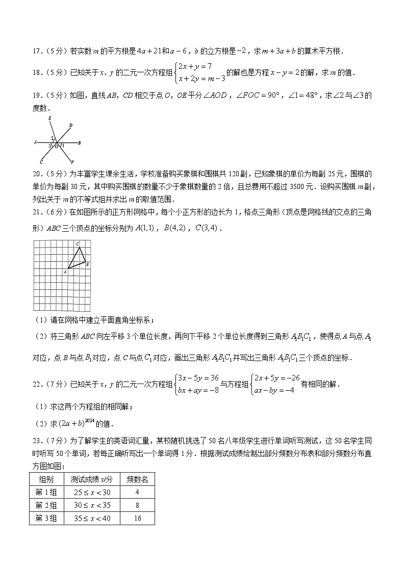 陕西省商洛市山阳县色河铺镇九年制学校2023-2024学年七年级下学期期末数学试题第3页